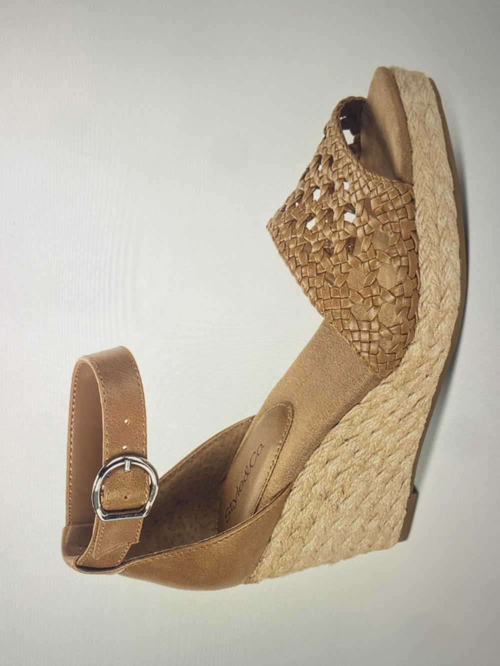 NWT Style & Co. Tan Braided Espadrille Wedge Sandals - Picture 3 of 16